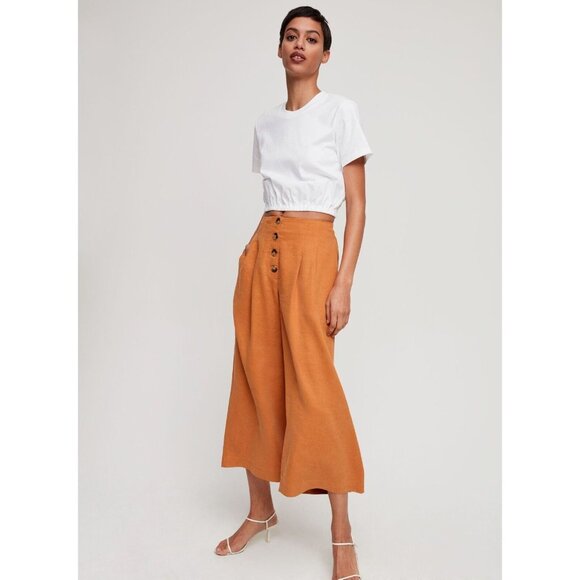 Aritzia WILFRED Piaf White Cotton Cropped Elastic Waist T-Shirt, Size XS - Picture 12 of 15